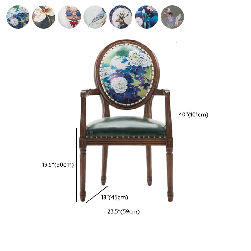 French Sturdy King Louis Back Upholstered Arm Chair/Side Chair with Nailhead Accent, Foot Pads and Weathered Wood Base thumbnail 26