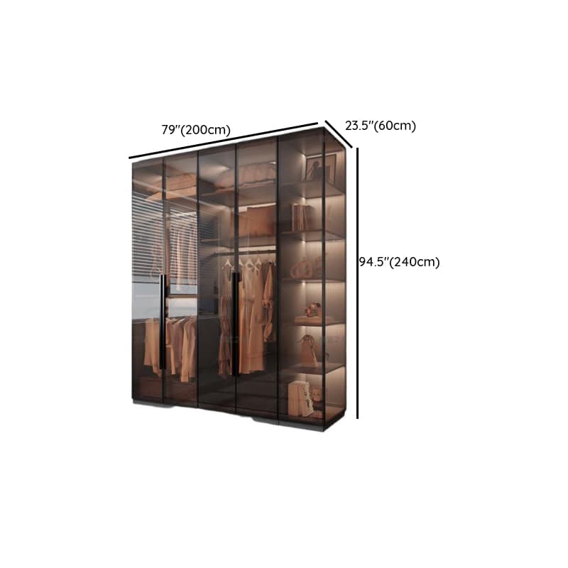 Transparent Simplistic Vitreous Wardrobe Closet with Soft Close Door, Interior Shelves, and Hanging Rod thumbnail 16