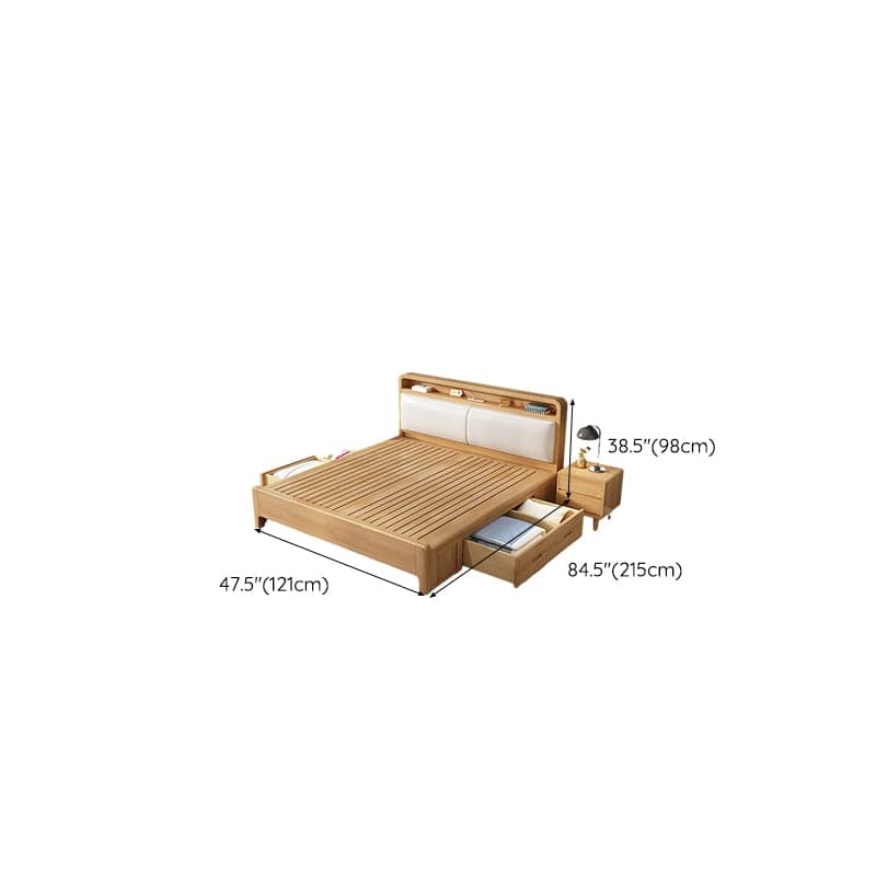 Scandinavian Solid Wood Bed with Four Legs and Upholstered Headboard thumbnail 16