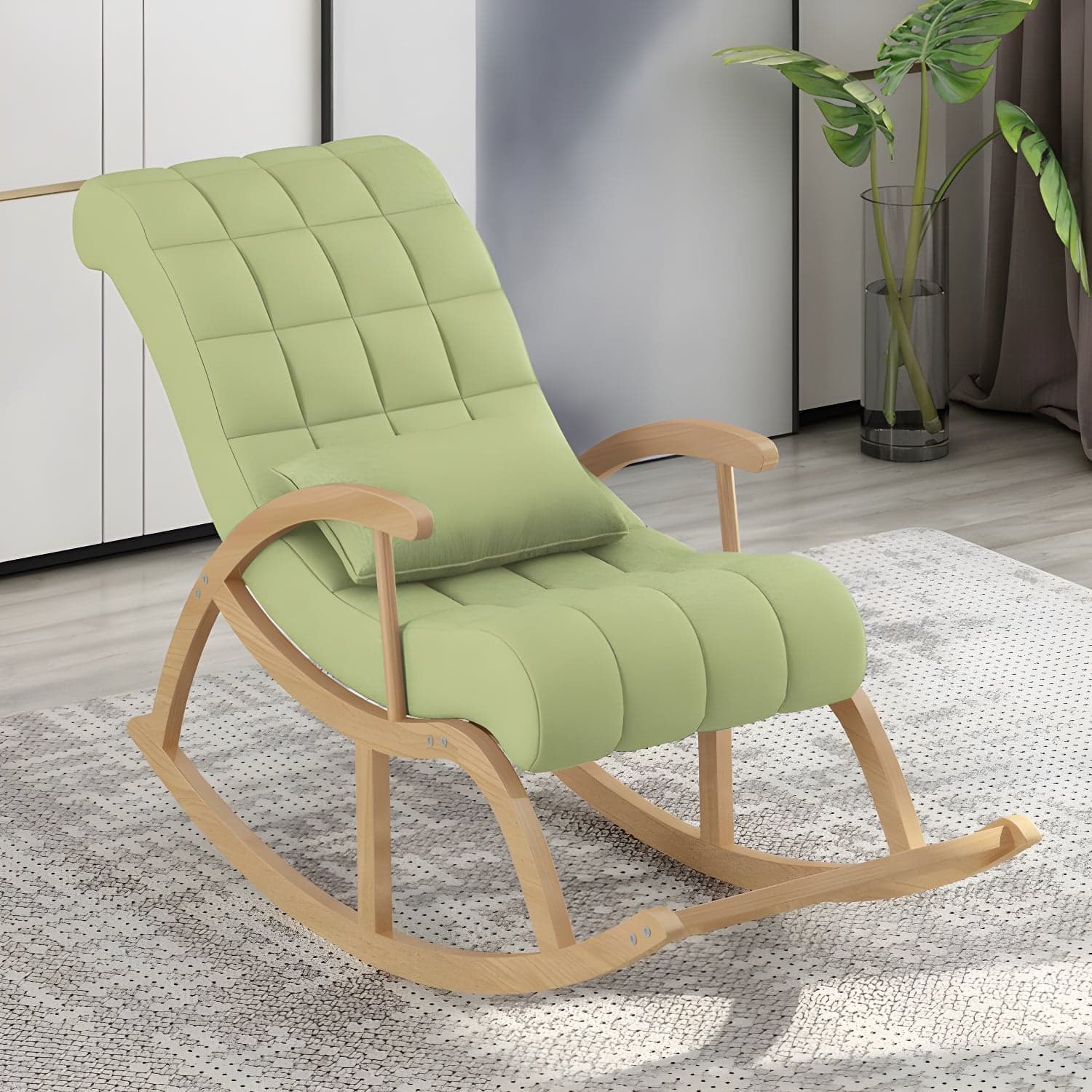 Modern Upholstered Rocking Chair with Track Arms - Comfortable and Stylish Design thumbnail 6