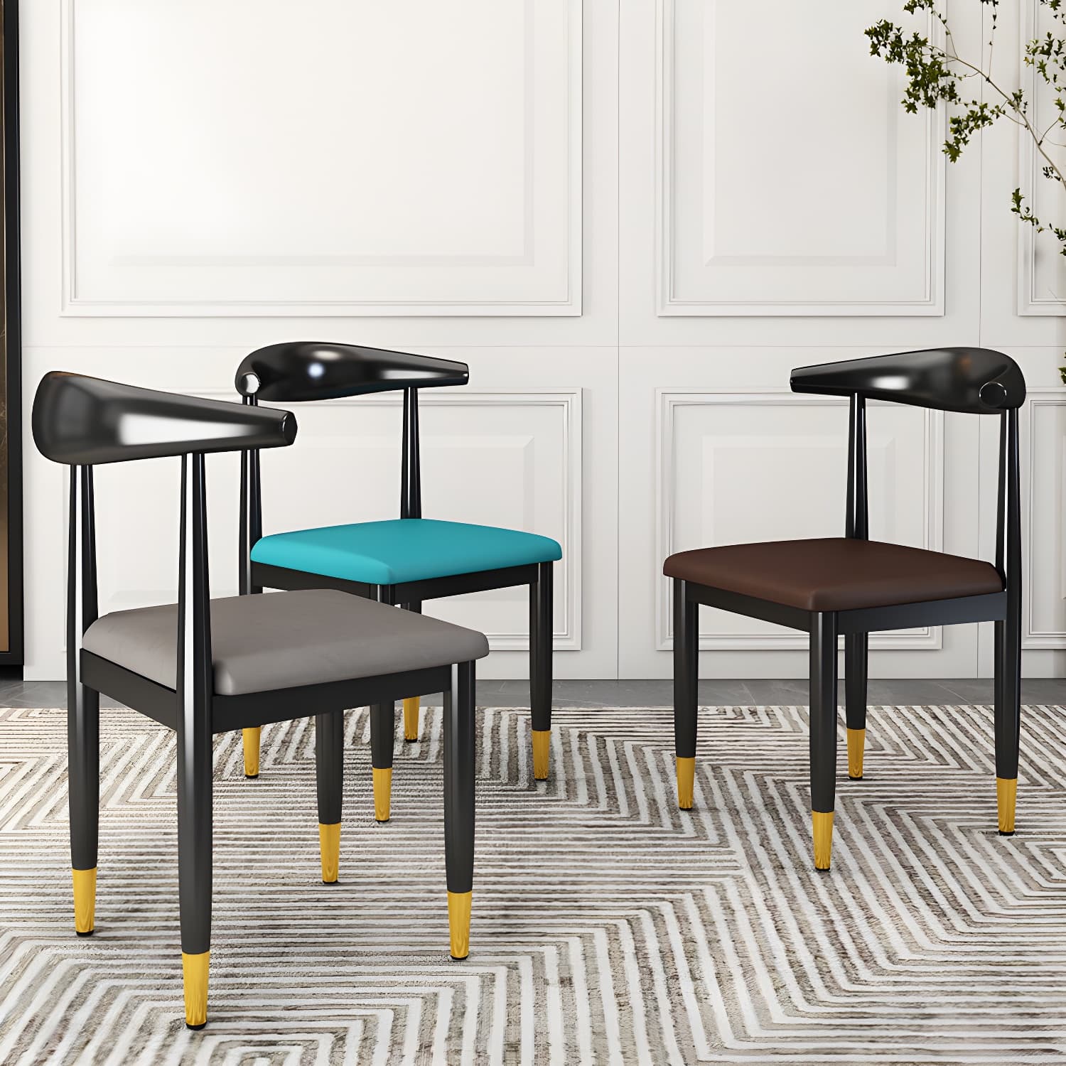 Indoor Open Back Dining Chair Industrial Upholstered Armless Chair thumbnail 20