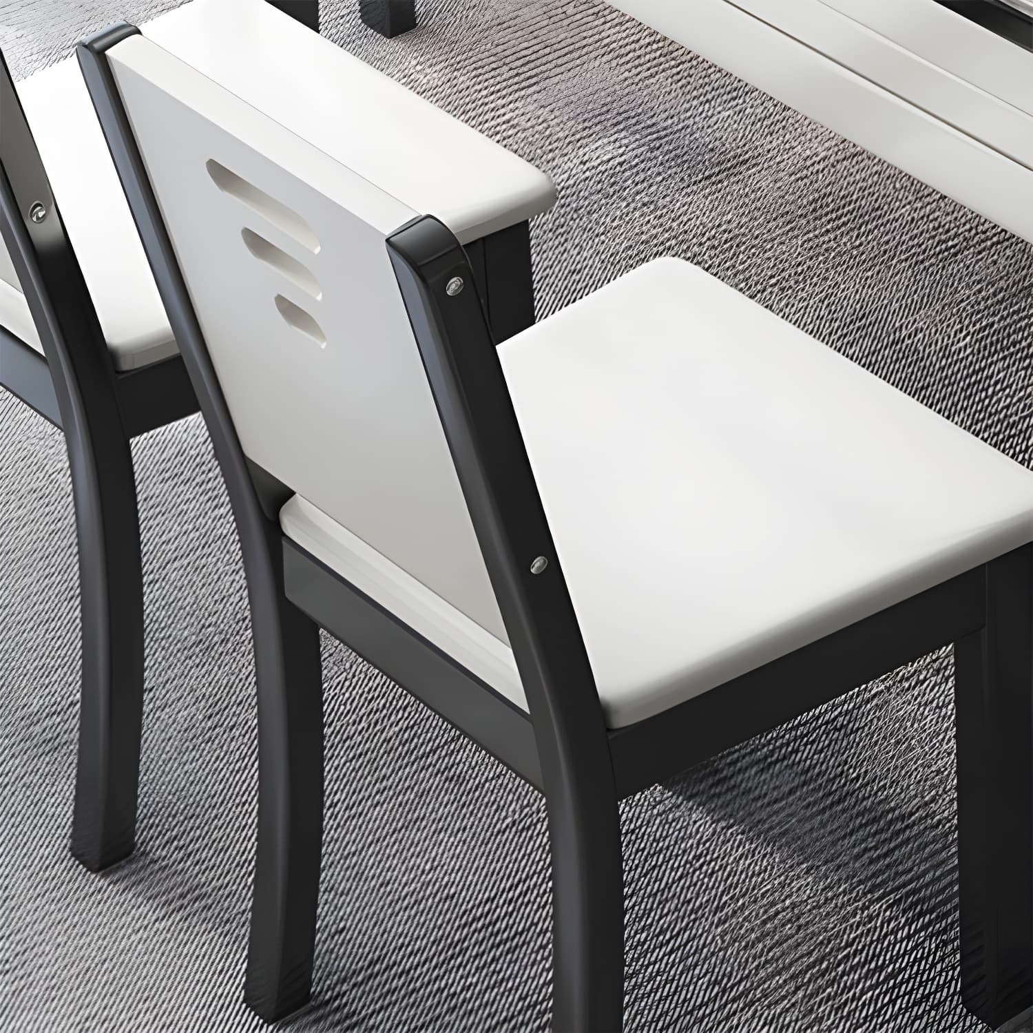 Modern Style Stone Furniture 7 Pcs Round Shape Dinette Table with Dining Chairs thumbnail 8