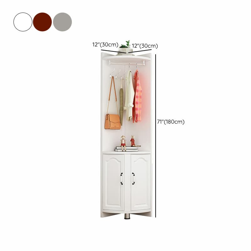 Scandinavian Wood Corner Accent Cabinet with 1 Cabinet and Opening Shelves for Room thumbnail 11