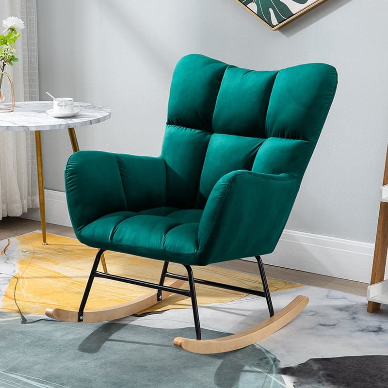Contemporary Alloy Cushioned Living Room Rocking Chair 2 Piece Set with Footstool & Recessed Arm thumbnail 3