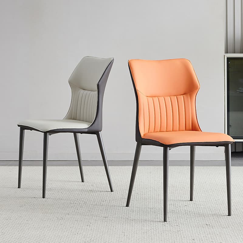 Minimalist Side Chair with Closed Back, Padded Upholstery, and Ink Metal Legs thumbnail 7
