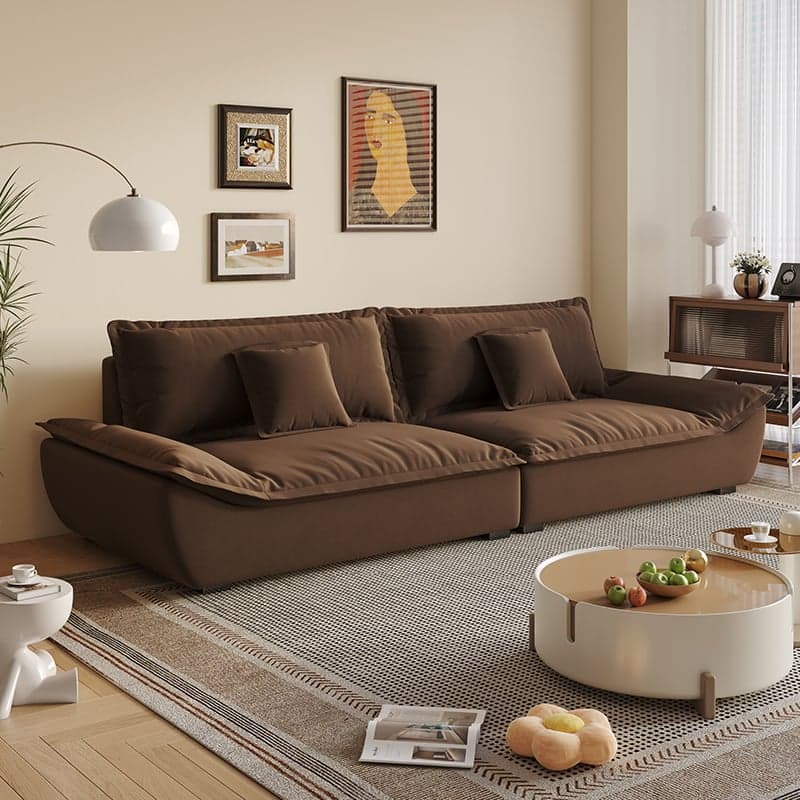 Modish Solid Color Stain Resistant Standard Sofa/Loveseat for 3-seater/4-seater/5 Person with 2 Pillows thumbnail 4