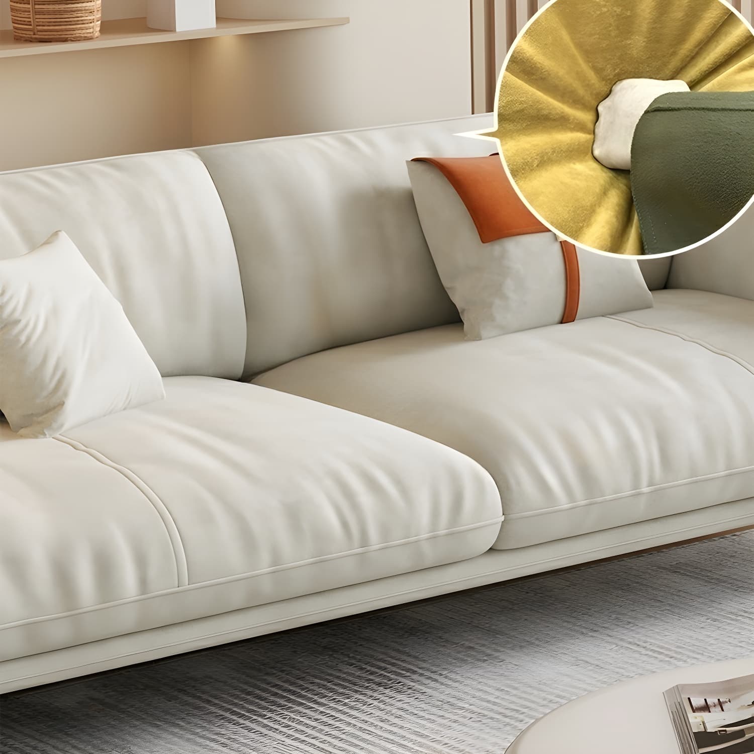 Wood Standard Modern Sofa, 83x35x33 inches Non-Distressed with Pillows, Black Legs thumbnail 14