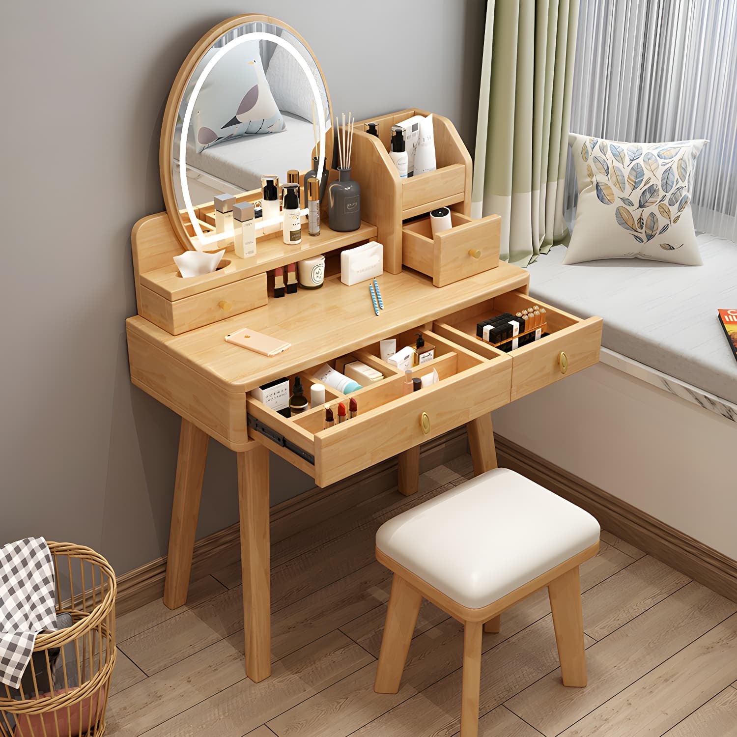 Traditions Dressing Table Bedroom Solid Wood with Drawer Mirror Make-up Vanity thumbnail 8