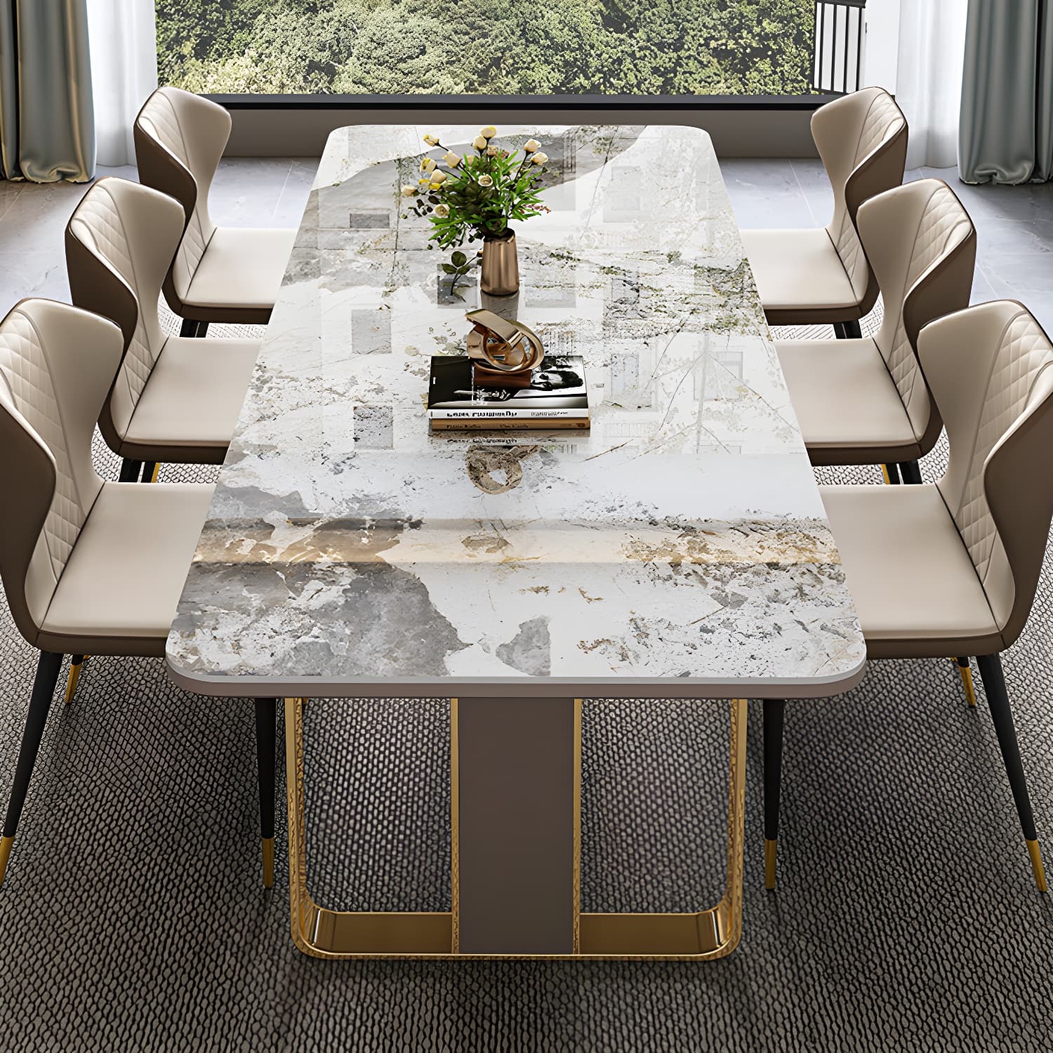 1/5/7/9 Piece Rectangle Shape Modern Style Dining Room Chair Set thumbnail 3