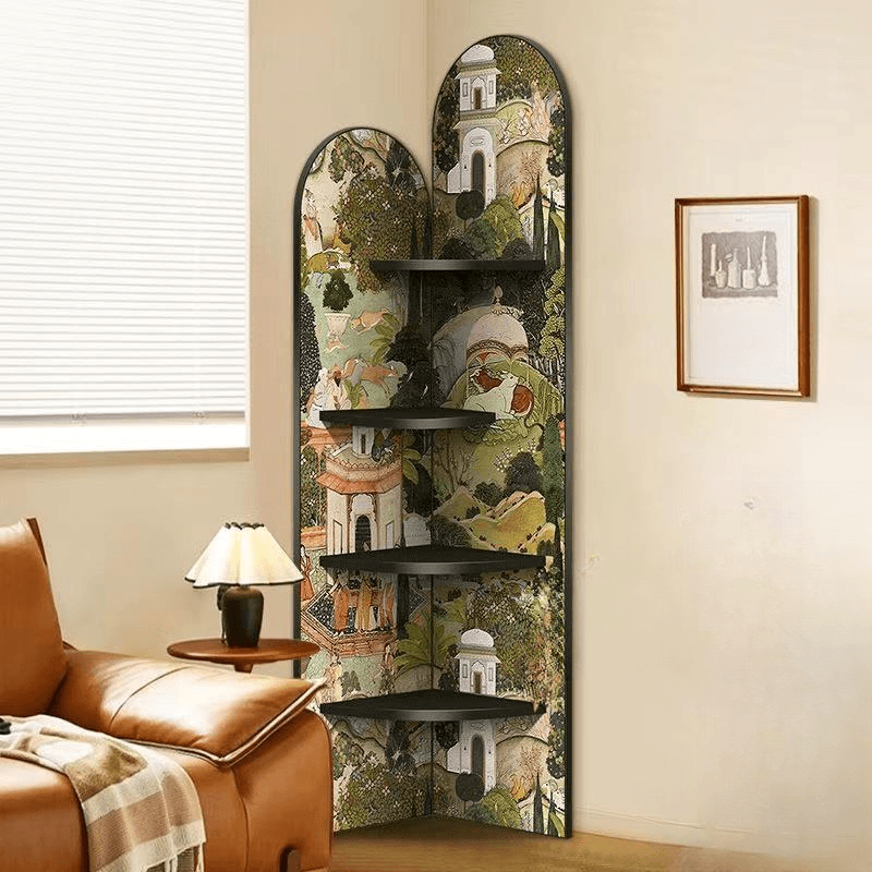 Modern Simple Style Nook Decorative Cabinet with 4 Exterior Shelves, Matte Black Lumber Top thumbnail 5