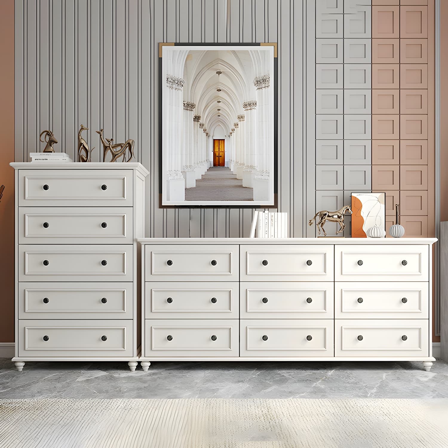 Solid Wood and Soft-Close Drawers Modern Chest with Wood Top thumbnail 12