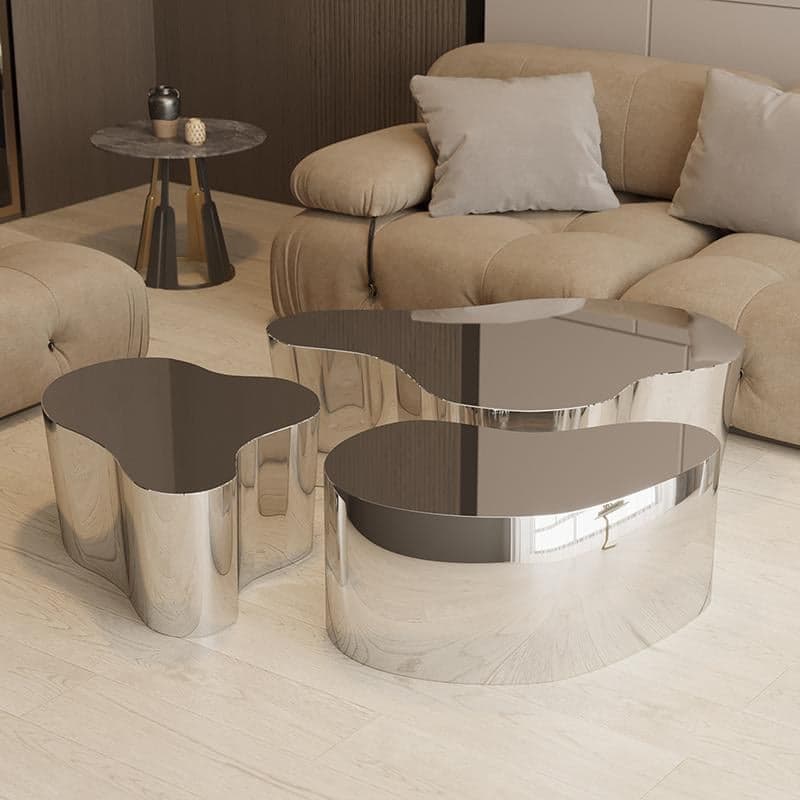 Silver Alloy Irregular/Circular-shaped Accent Table for Small Spaces thumbnail 2