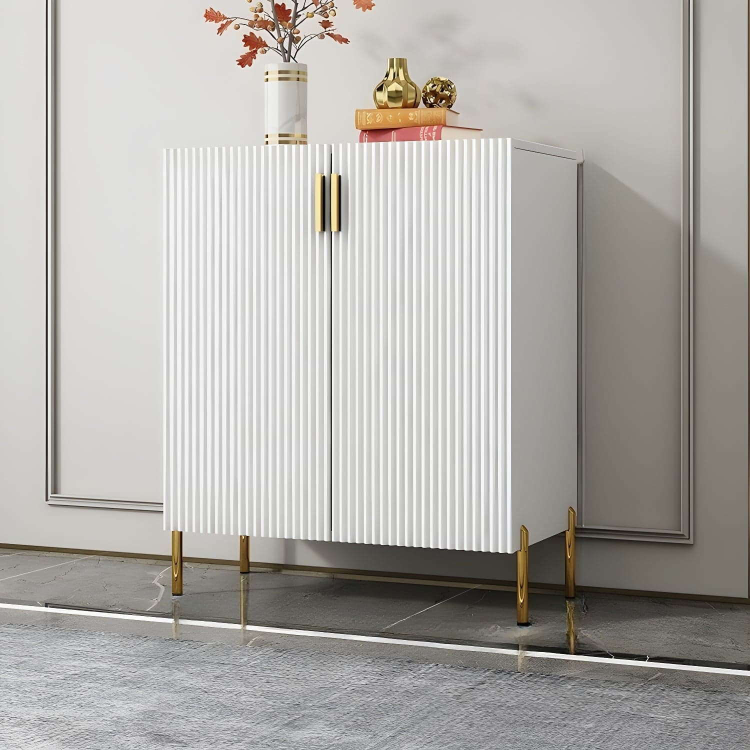 Glam Living Room Wooden Sideboard with Doors and Storage Shelves thumbnail 5