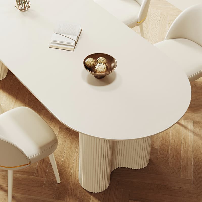 Free Form Stone Kitchen Table with Metal Base for Dining Room, White thumbnail 7