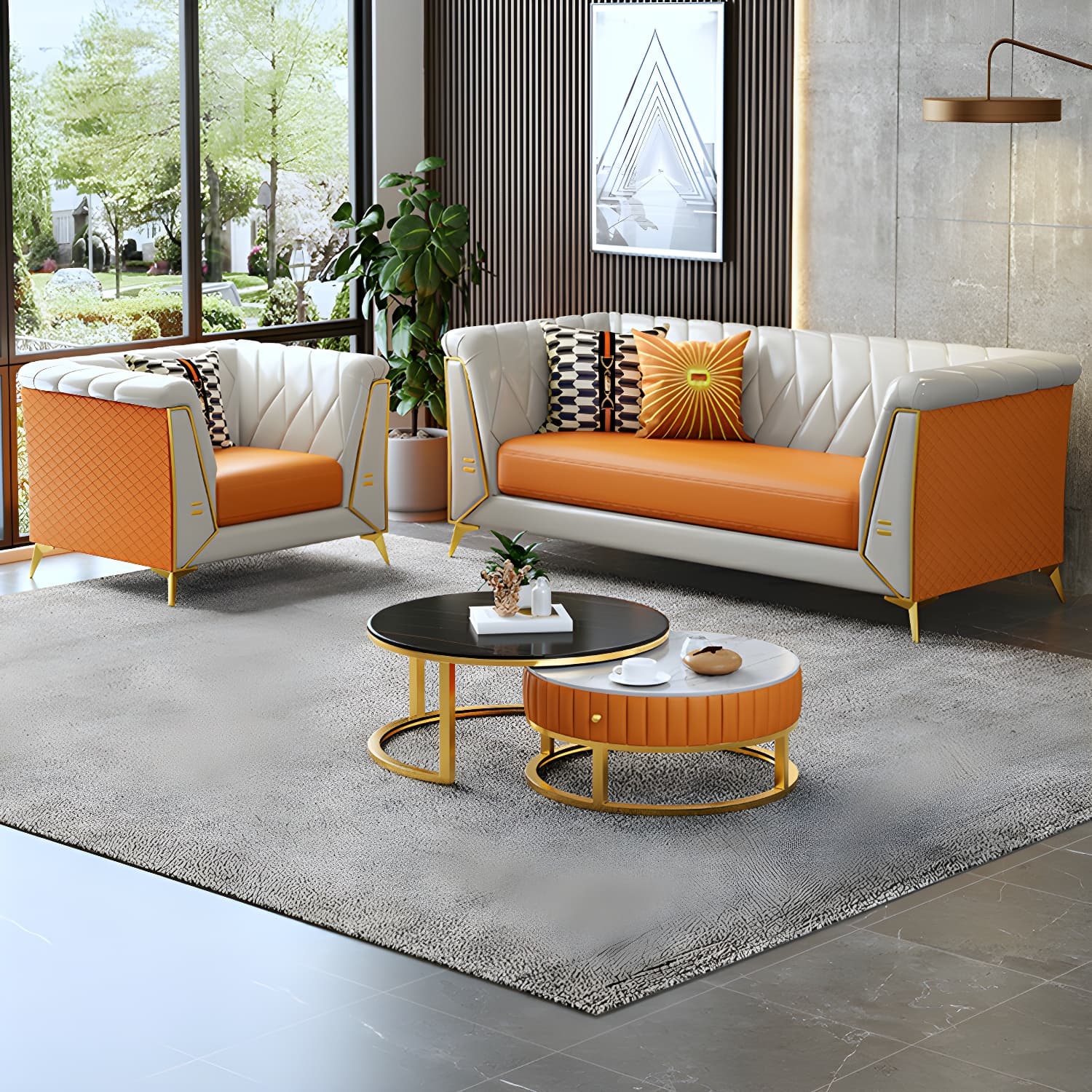 Glam Faux Leather Standard Sofa with Tuxedo Arms in Solid Color thumbnail 13