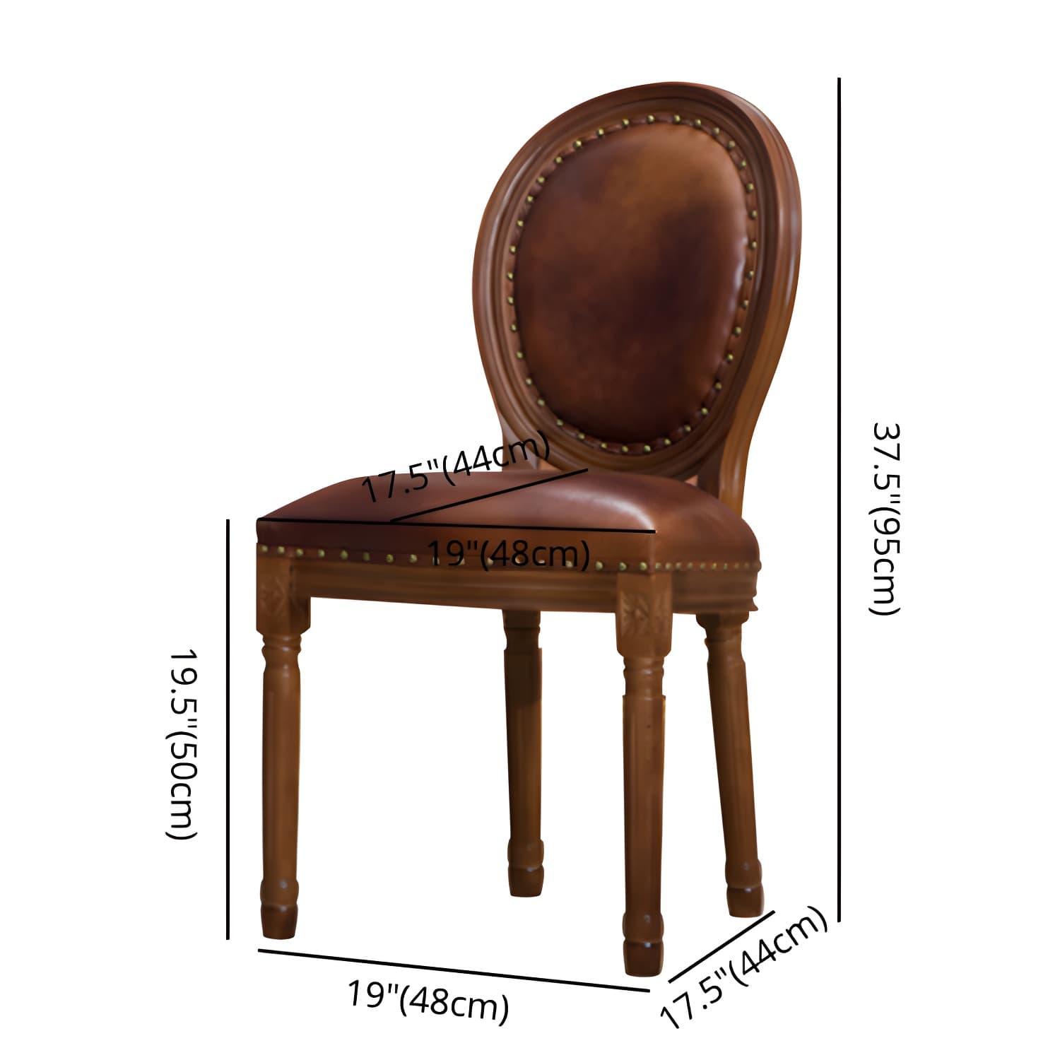 Farmhouse Dining Chair with Wood Legs King Louis Back Side Chair for Home Use thumbnail 17