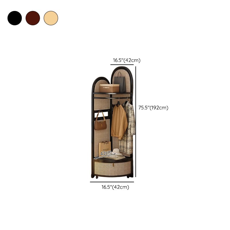 Modern Simple Nook Accent Cabinet with 2 Exterior Shelves, Storage Basket, and Midnight Black/Sepia Top thumbnail 10