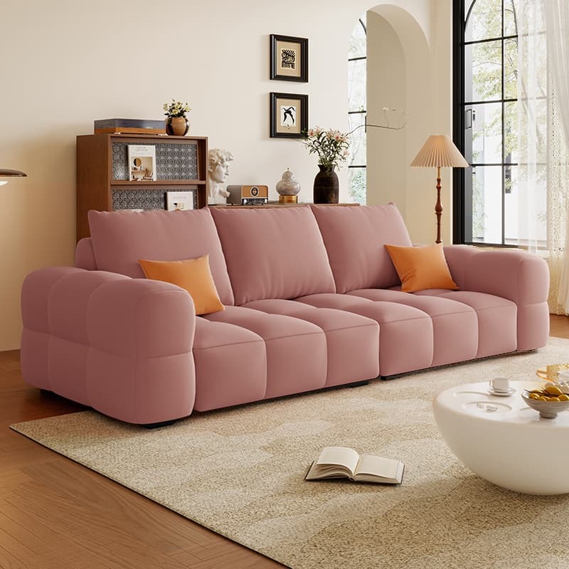Contemporary Solid Color Tear Resistant Standard Sofa in Light Gray/Ivory/Coffee for 5/4 with 2 Pillows thumbnail 10