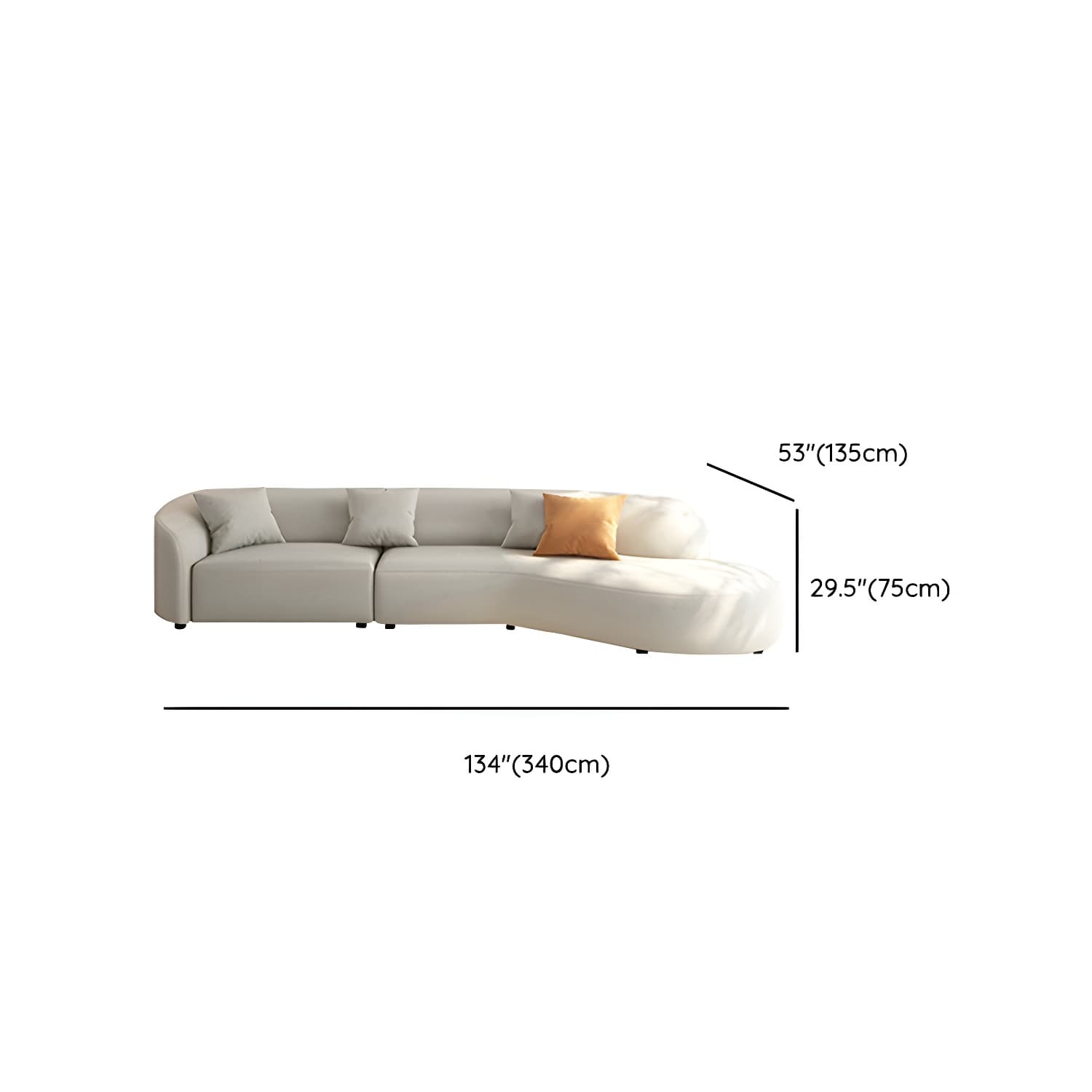 Modern Beige Tech Cloth Stationary Sectional Sofa with Wood Frame and Flared Arms thumbnail 21