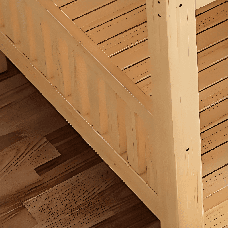 Timber Wood Color Bunk Bed with 2 Storage Boxes, Safety Guardrail & Compartment Bedroom thumbnail 6