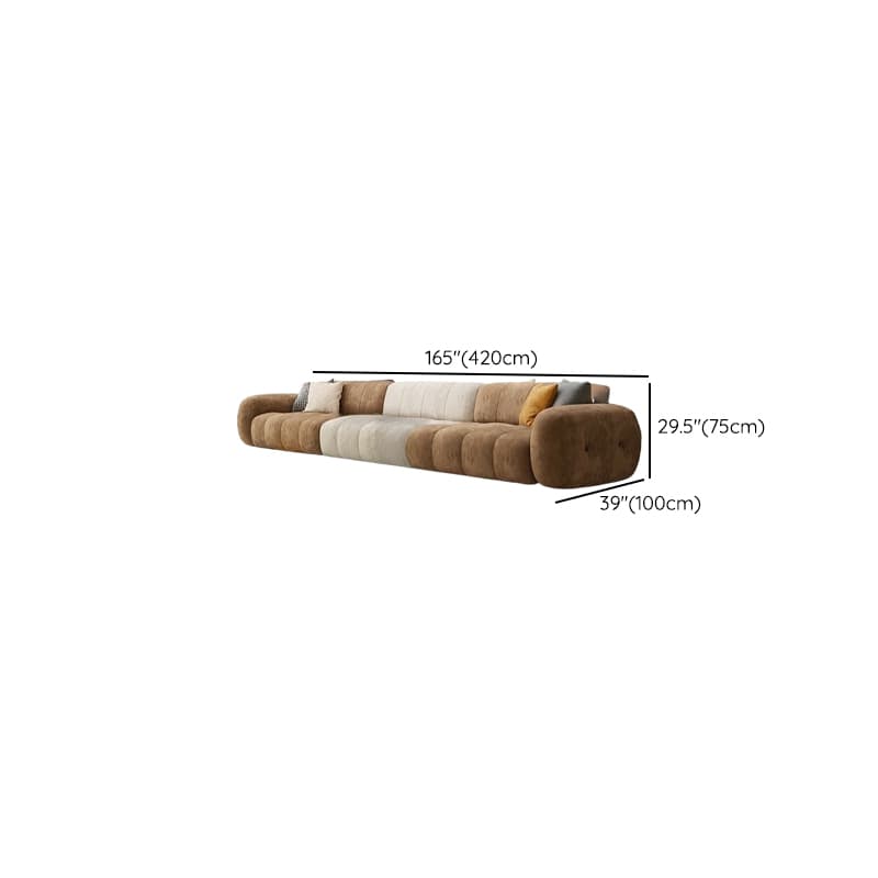 Channel Back L-Shape/Straight Right Hand Facing/Horizontal Sofa Recliner/Sofa Couch in Brown/Beige with Concealed Support & Pine Wood Frame for Living Room thumbnail 22