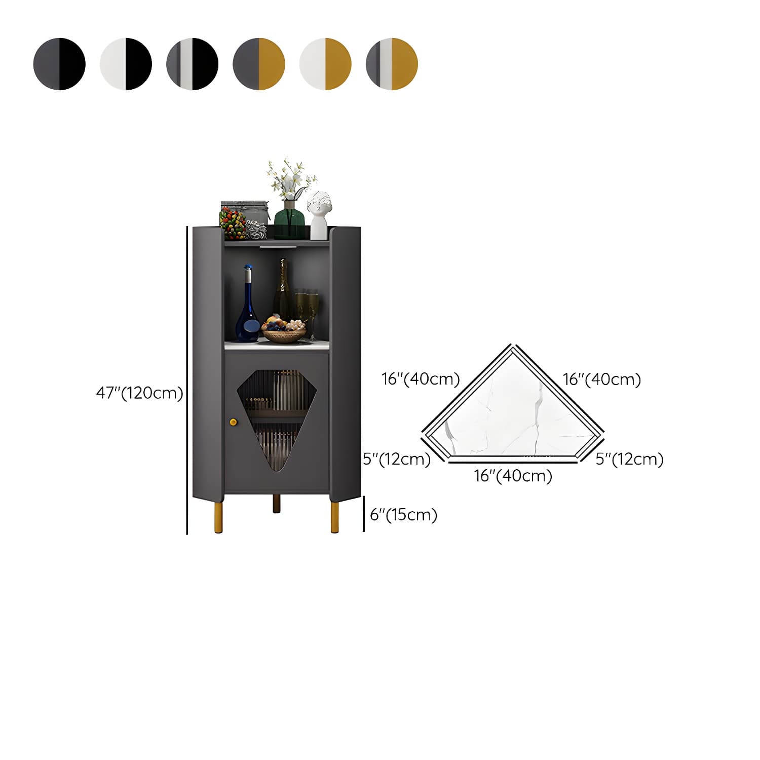Glam Corner Accent Cabinet with Glass Doors and Wood Countertop in Small (Under 24 in.) Length thumbnail 15