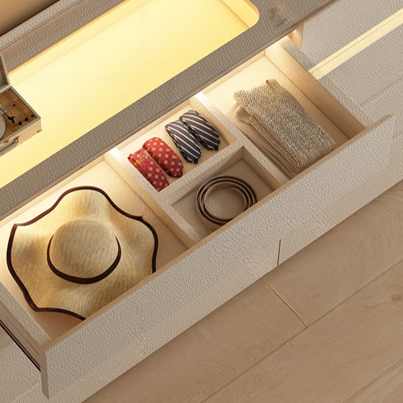Simplistic Hardwood Double Dresser with 8 Horizontal Drawers and LED Lights thumbnail 7