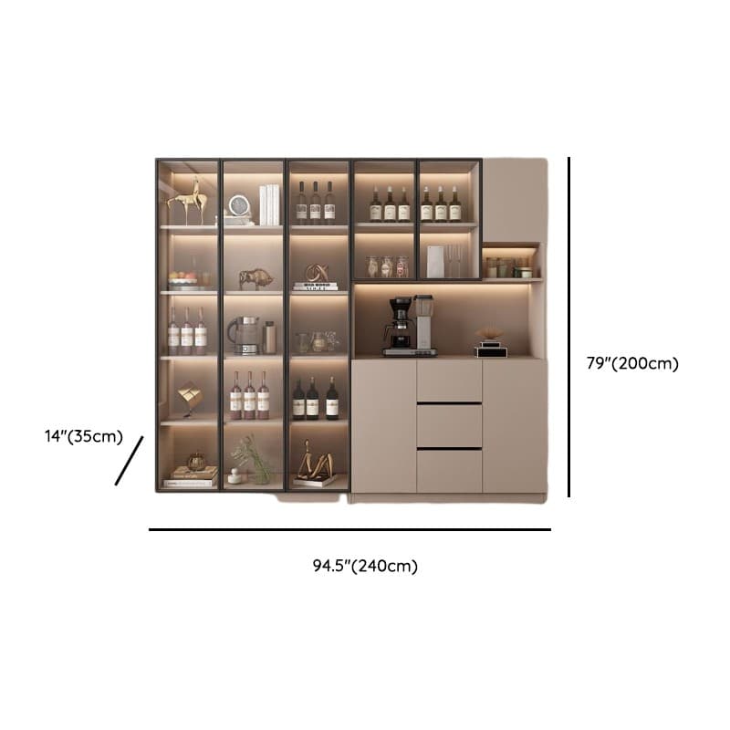 Wide/Standard/Narrow Modern Timber 3 Drawers 2 Shelves/3 Shelves/1 Shelf Glass Doors Pantry Hutch Sideboard thumbnail 48