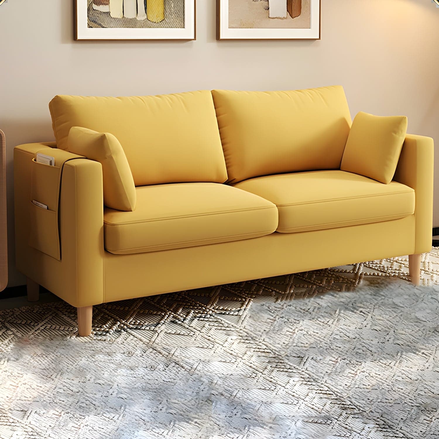 Contemporary Square Arm Loveseat with Machine Washable Cover and Pillows thumbnail 15