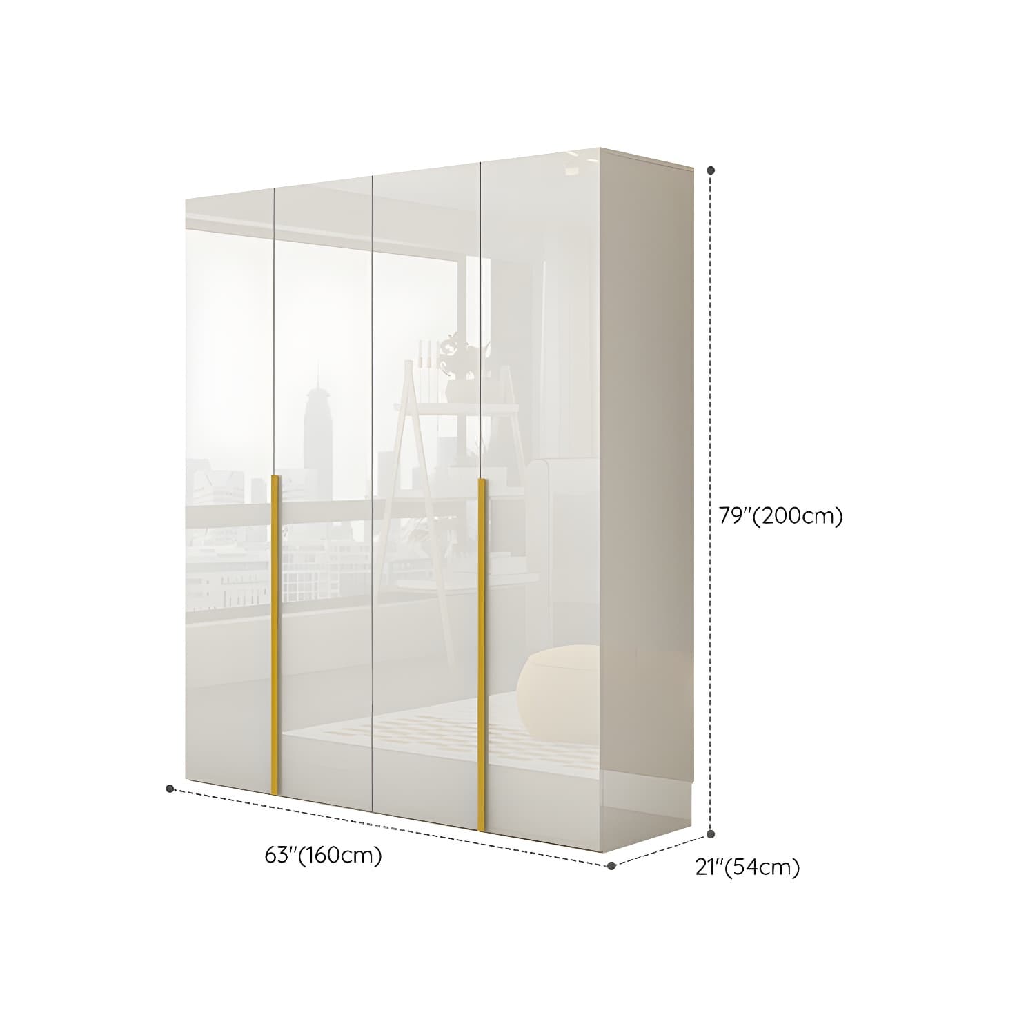 White Modern Style Wardrobe Cabinet Engineered Wood with Garment Rod thumbnail 15