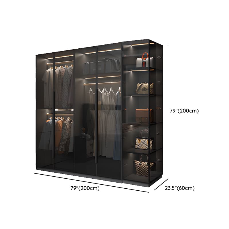 Midnight Black Unattached Lumber Armoire Cabinet with Soft Close Door, Interior Shelves, Clothing Rod and Soft Close Drawer thumbnail 15