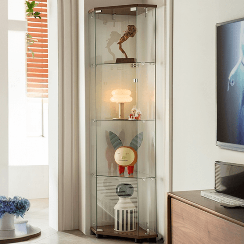 Modern Simple Style Rectangular/Nook Accent Cabinet with Closet, Lumber Countertop, Glazed Door in Midnight Black/Chalk/Sepia thumbnail 2