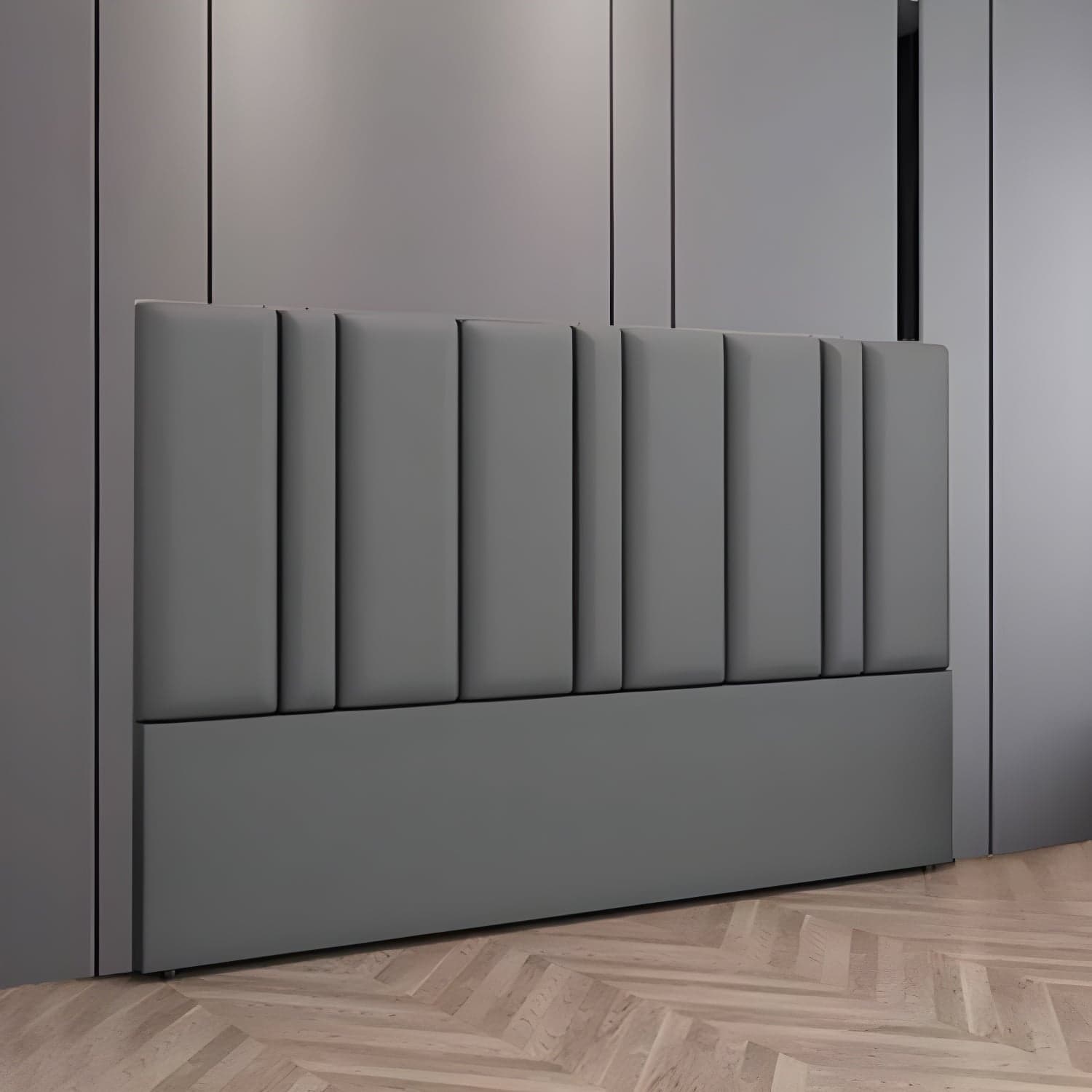 Stylish Upholstered Panel Headboard with Wood Legs and Modern Rectangular Design