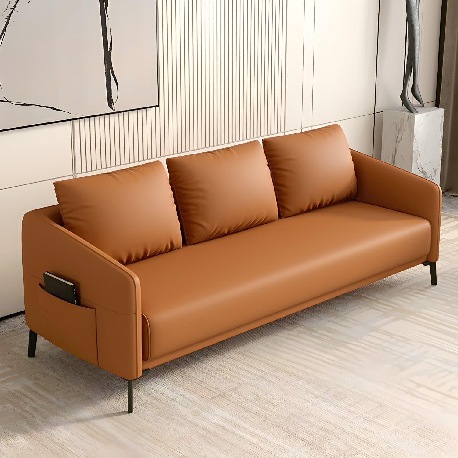 Modern Wood Frame Standard Sofa with Square Arms in Solid Color & Tear Resistant thumbnail 6