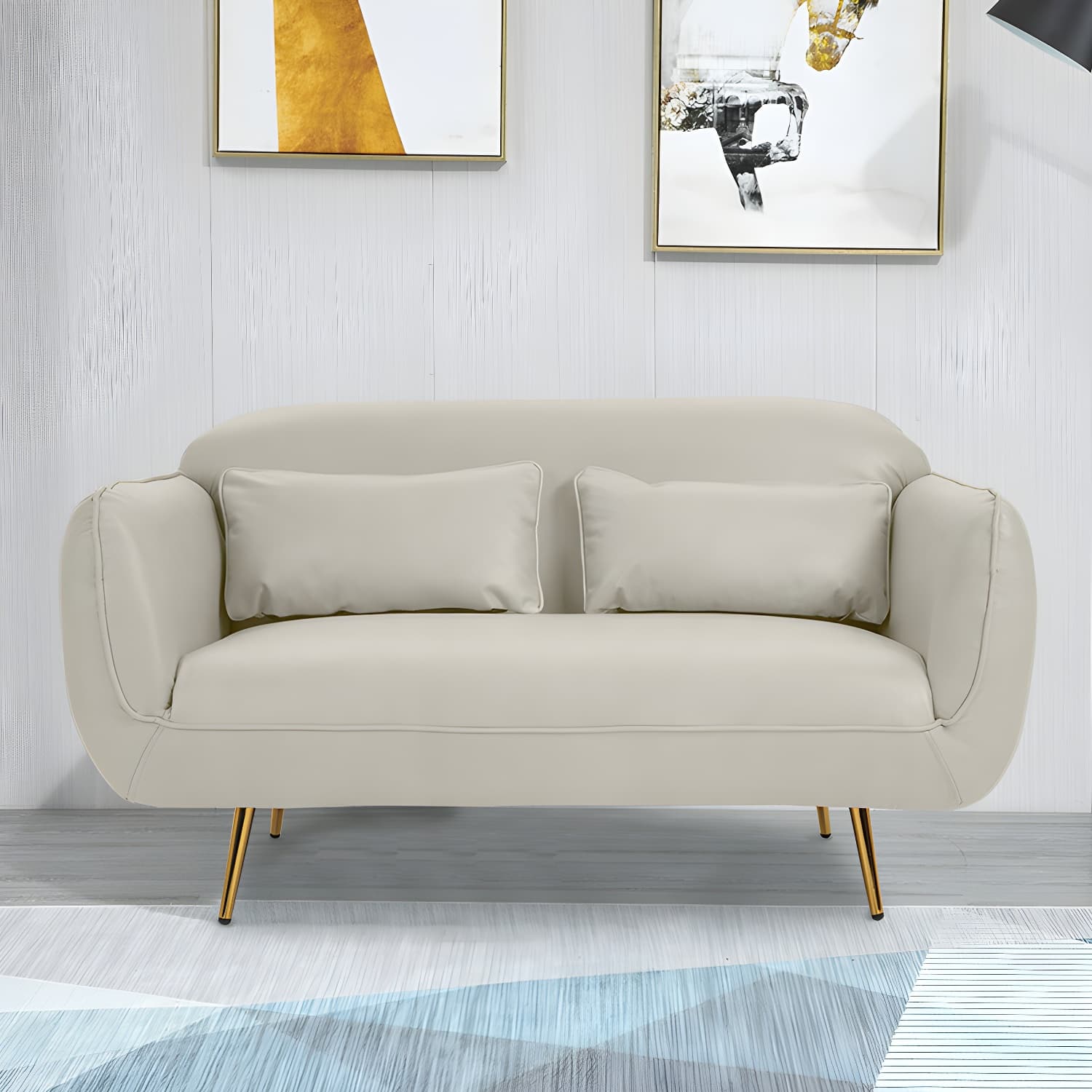 Glam Tight Back Loveseat with Flared Arm and Extra Pillows for Home and Apartment thumbnail 15