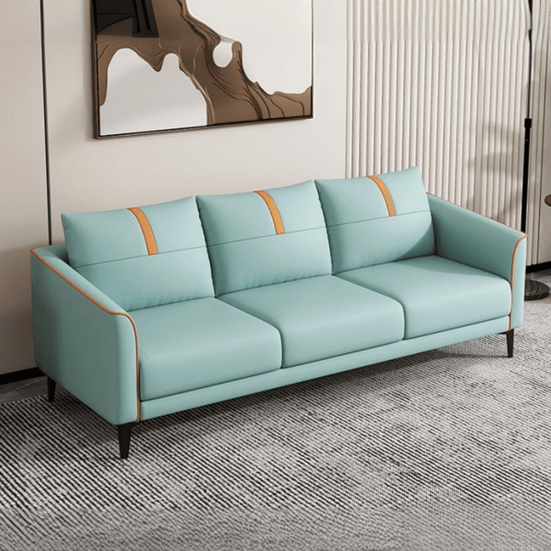 Modern Solid Color Stain Resistant Standard Sofa in Light Gray/Light Blue/Tangerine Color