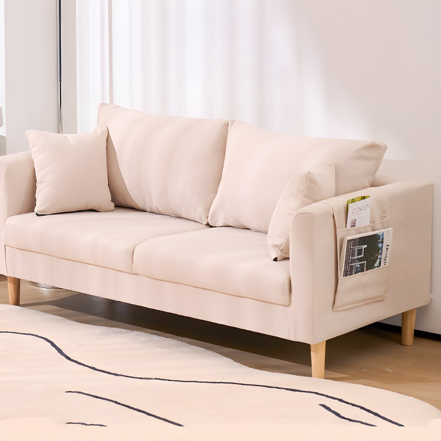 21.25" High Sofa with 2 Pillows Velvet Tuxedo Arm Sofa with Storage thumbnail 13