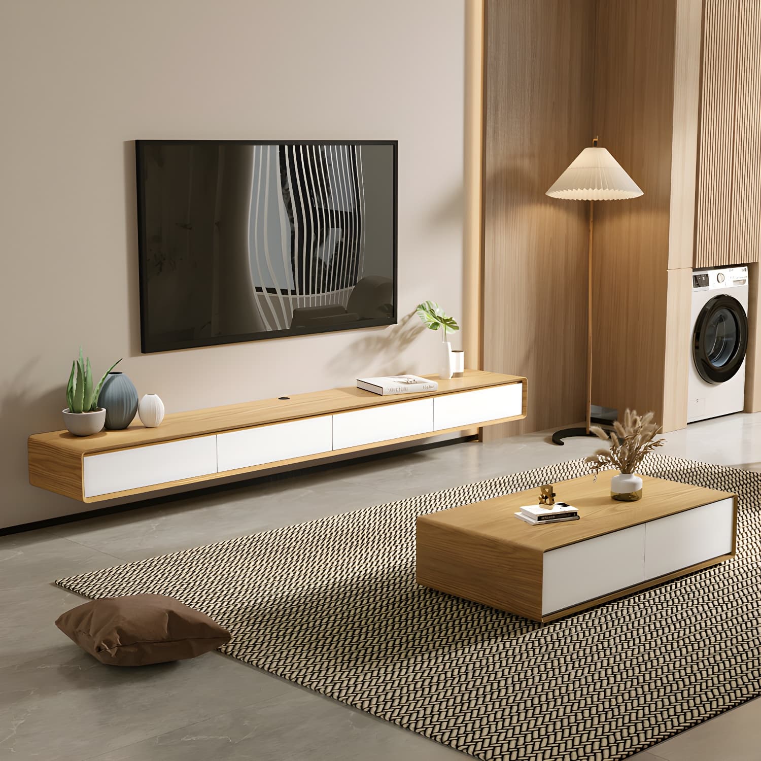 9"H Floating TV Console Modern TV Stand with Drawers for Living Room thumbnail 3