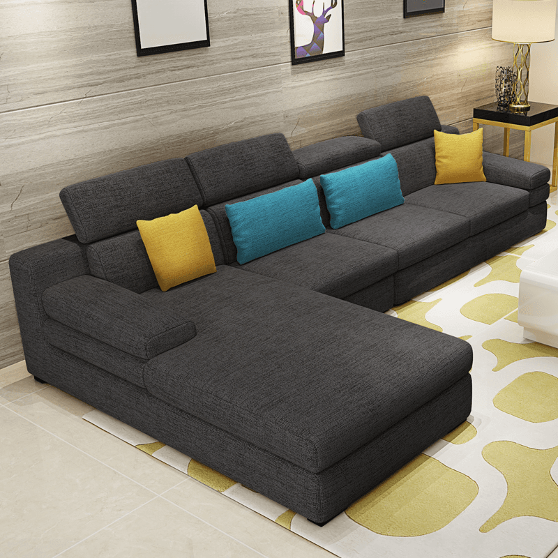 L-Shape Sofa Chaise with Left Hand Facing Orientation, Standard Foam Seat, Adjustable Headrest, and Concealed Support thumbnail 4