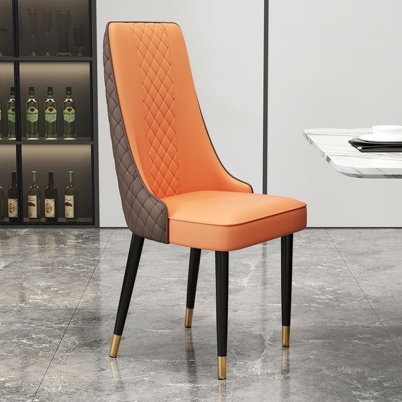 Contemporary Restaurant Armless Chair with Solid Back Panel, Upholstered Metal Legs thumbnail 8
