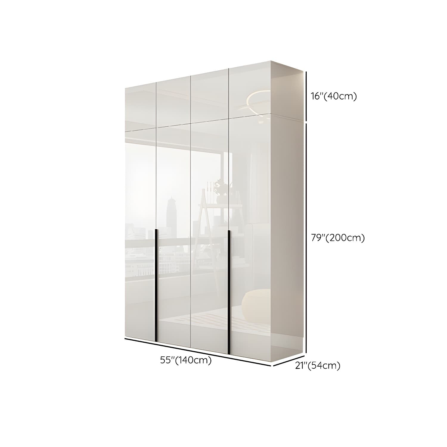 Modern White Wood Wardrobe Armoire - Drawers and Shelves Included - image 22
