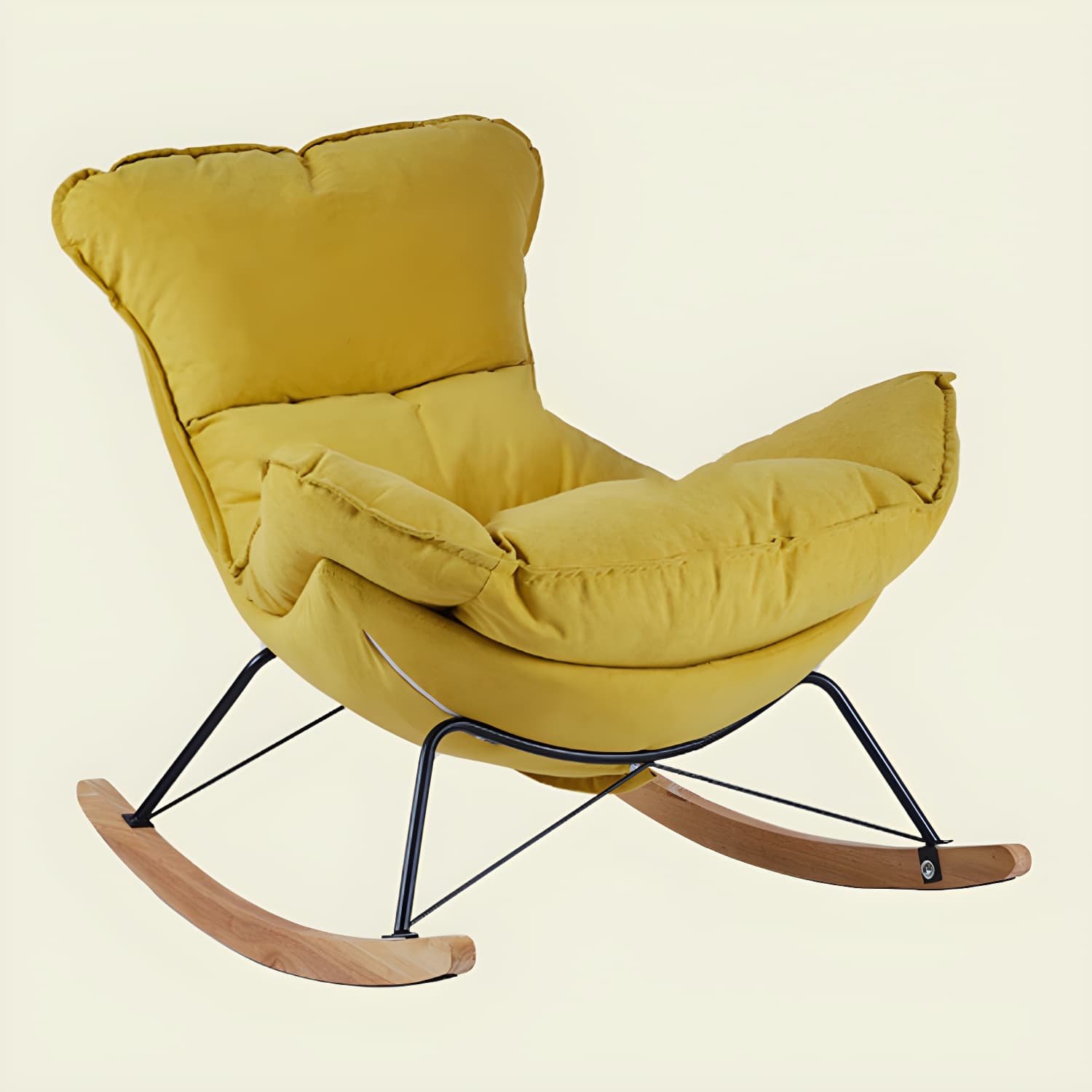 Contemporary Rocking Chair Fabric Upholstered Tufted Wing Chair Back Baby Rocking Chair thumbnail 11