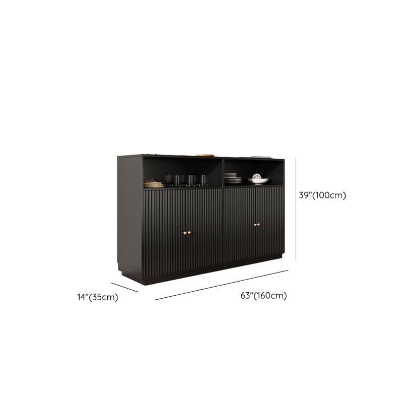Standard/Narrow Midnight Black Lumber Cupboard 2 Shelves Pantry Hutch Glass-panel Door Sideboard thumbnail 17