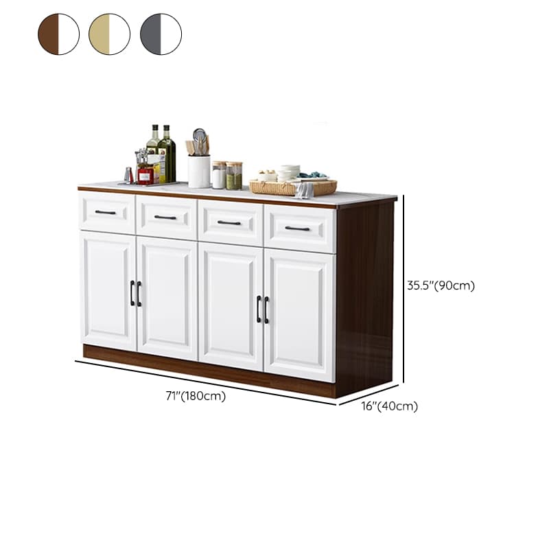 Natural Finish/Light Wood/Ashen Wood Floor Sideboard with Countertop and Kitchen Appliance Storage thumbnail 18