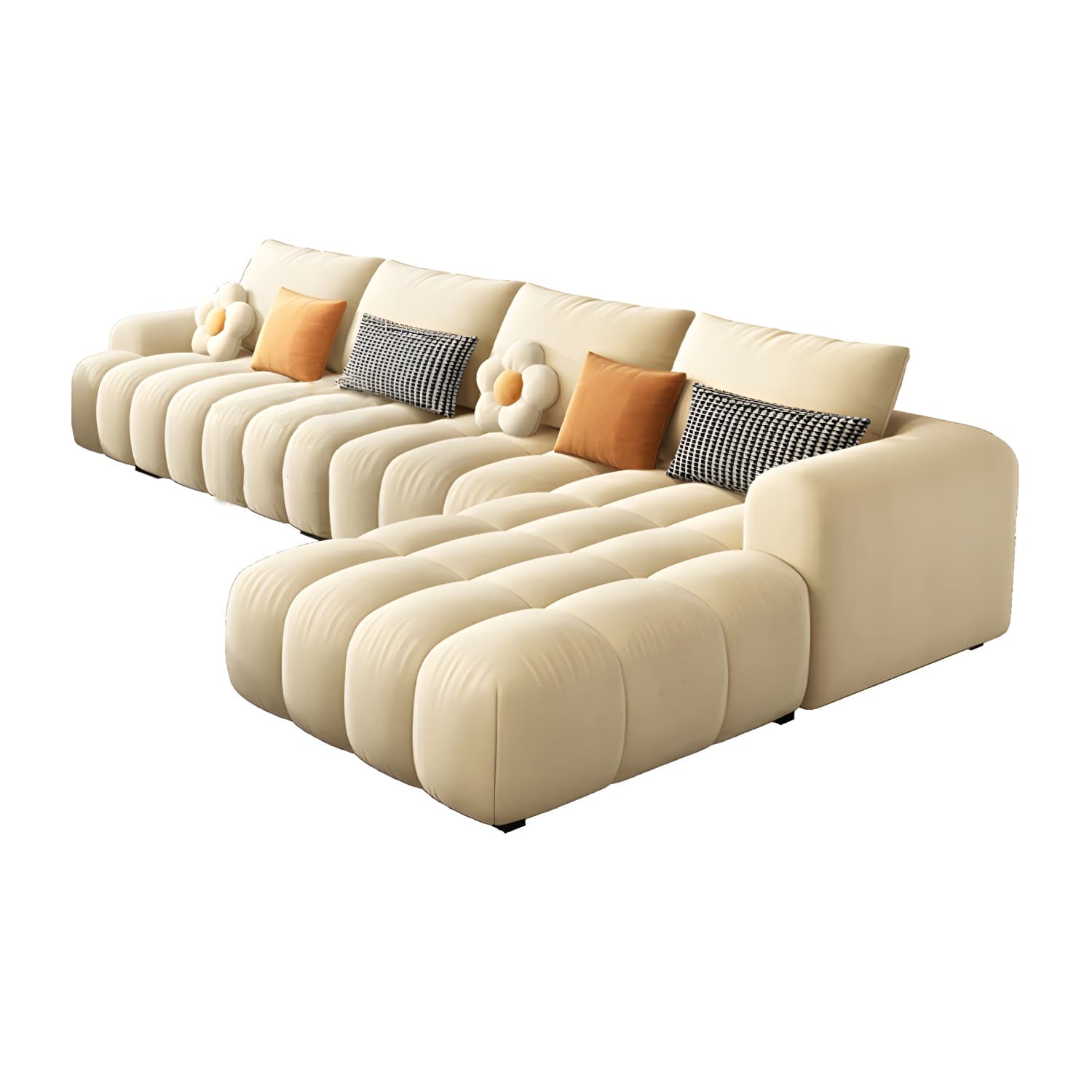 Modern Suede Sectional Sofa with Black Pine Wood Frame and Scratch Resistant Design thumbnail 10
