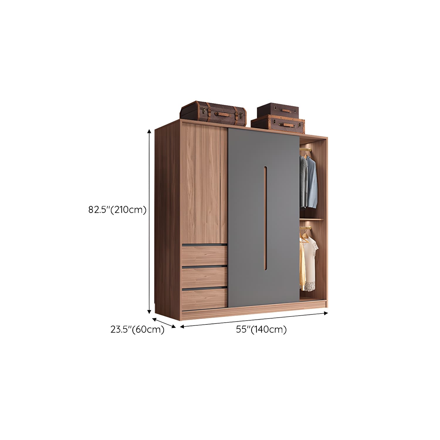 Contemporary Sliding Door Storage Cabinet Bedroom Cabinet with Drawers thumbnail 14