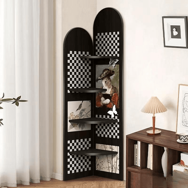 Modern Simple Style Nook Decorative Cabinet with 4 Exterior Shelves, Matte Black Lumber Top thumbnail 1