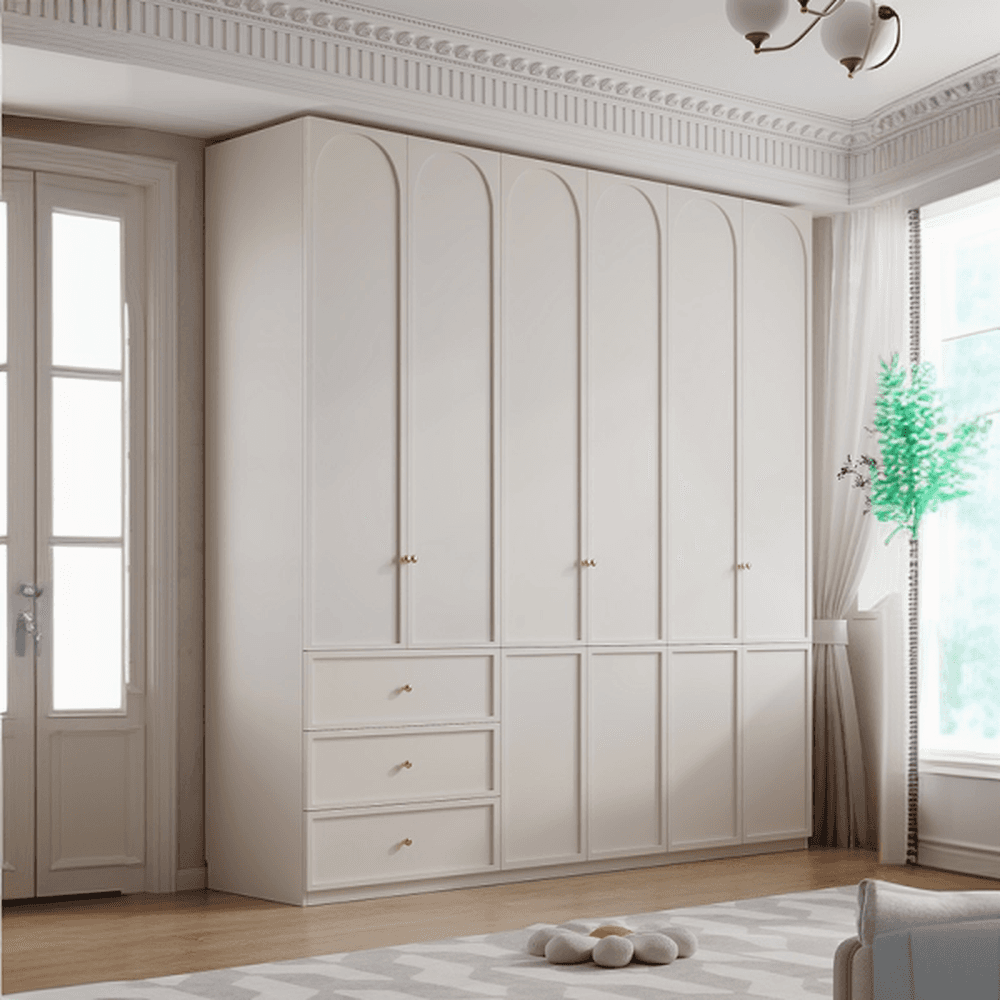 Minimalist Manufactured Wood Independent Almirah with 3-Drawer, Interior Shelves, and Clothing Rod thumbnail 4