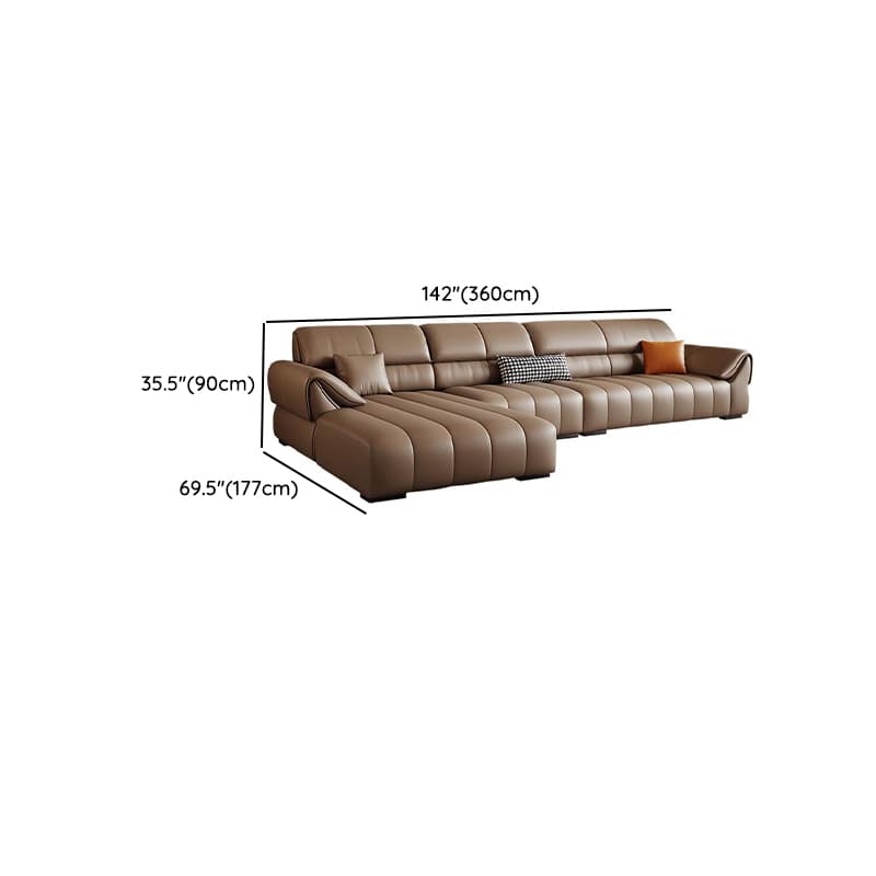 Elegant Light Brown Leather Standard Sofa/Single Sofa/Loveseat with Armrest and 3 Pillows thumbnail 20