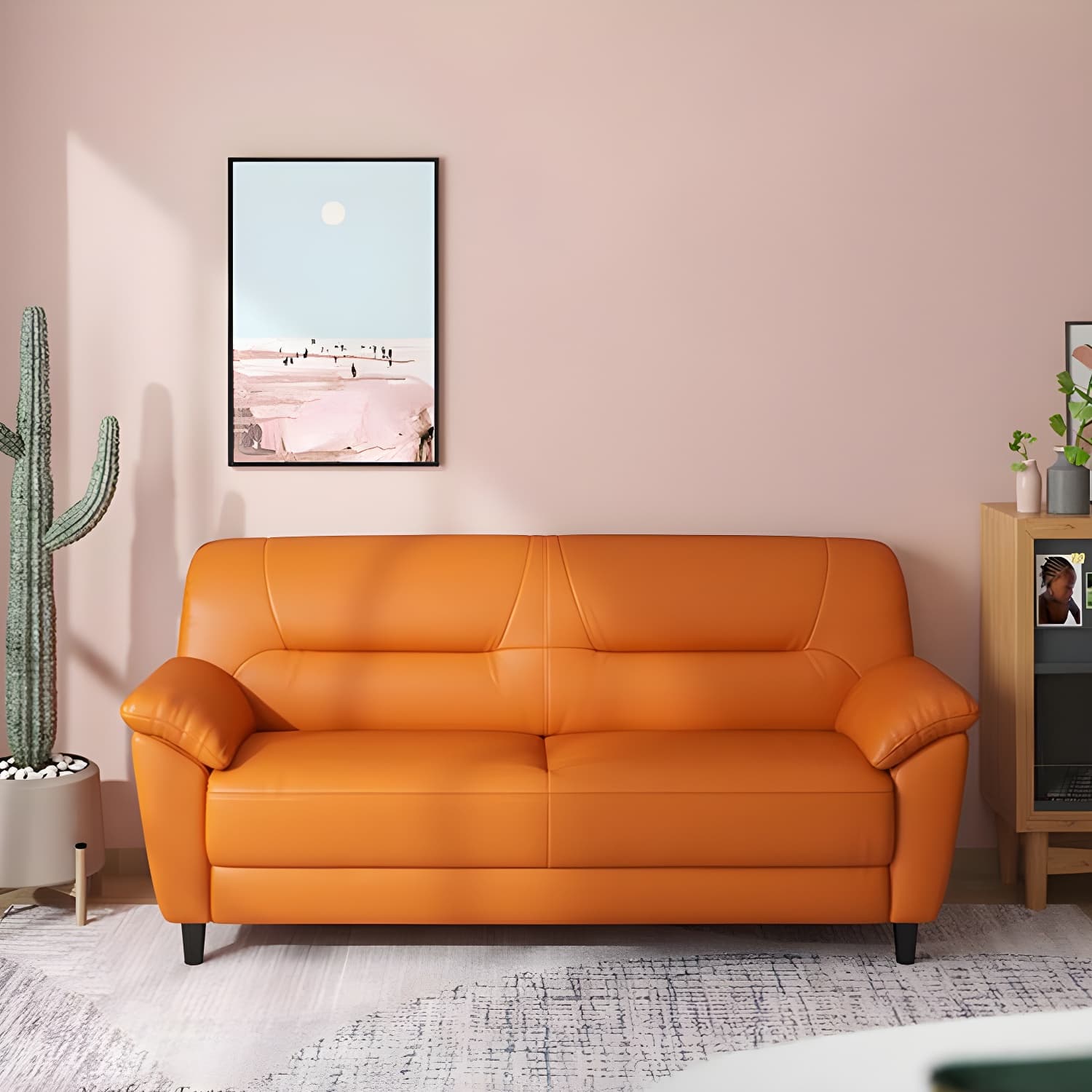 Leather Modern 2/3-seat Pillow Top Arm Sofa 70.87"/55.12" W Sewn Pillow Back Sofa thumbnail 6